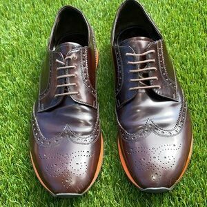 EUC - Prada Burgundy Wingtip Derby w/ Orange Sole Sz 10 (US 11)